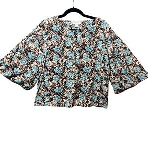 Madison Grey Floral‎ Print Blouse Kimono Sleeve Top Lightweight Size Small